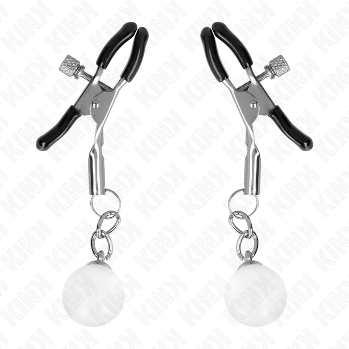 Kink - Pinzas Para Pezones Plateadas Con Colgante De Vidrio 6 Cm