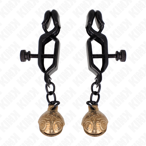 Kink - Pinzas Para Pezones Planas Negro Con Cascabel 7 Cm