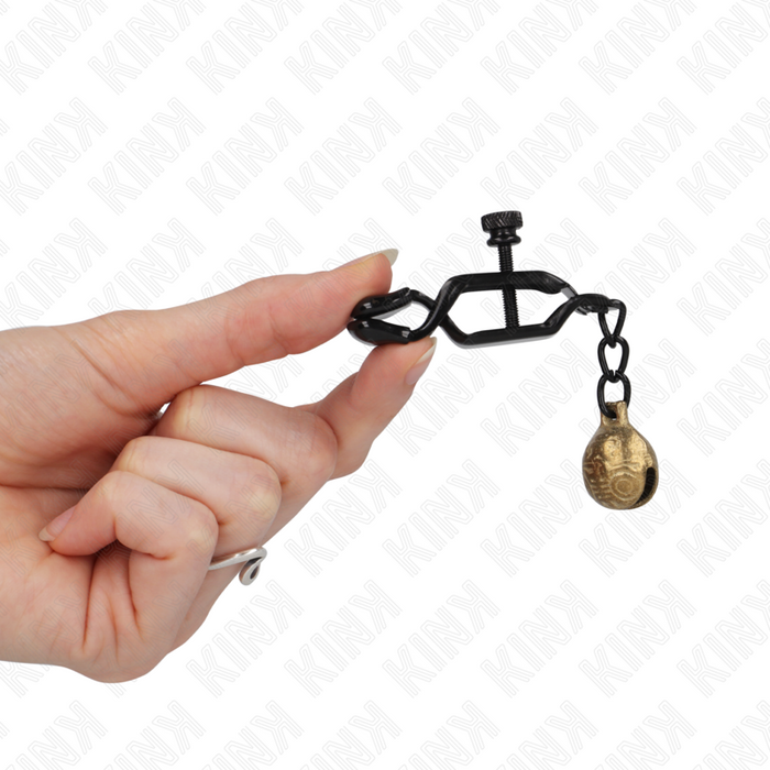 Kink - Pinzas Para Pezones Planas Negro Con Cascabel 7 Cm