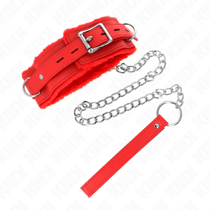 Kink - Collar Con Correa 65 Cm Con Restricciones Rojo Ajustable 36-42 Cm X 5.5 Cm