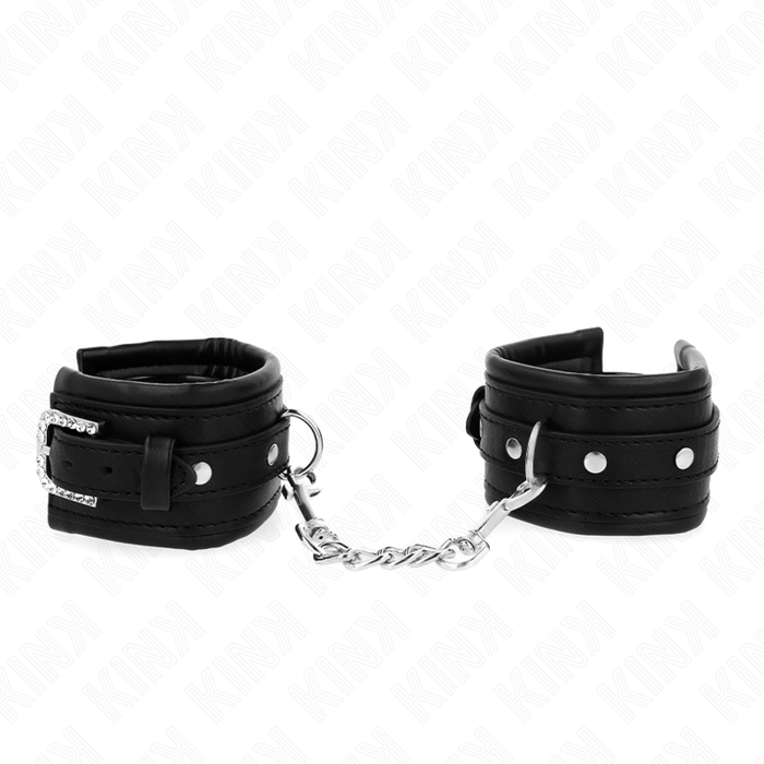 Kink - Muñequeras Negro Con Hebilla De Diamantes De Imitación Ajustable 25-32 Cm X 5.5 Cm