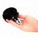 Kink - Plug 7 X 3 Cm De Acero Inoxidable Con Cola De Conejo Piel Sintética 8 Cm Negro