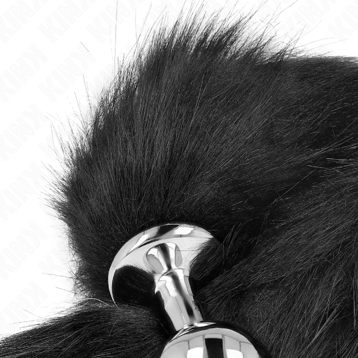 Kink - Plug Anal Talla M 8 X 3.5 Cm Con Cola Sintética 40 Cm Negro