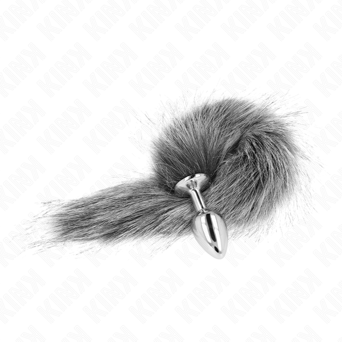 Kink - Plug Anal Talla S 7 X 3 Cm Con Cola Sintética 40 Cm Plateado