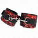 Kink - Muñequeras Cortas De Encaje Terciopelo Y Unión De Nylon Rojo/negro 23 X 6.5 Cm