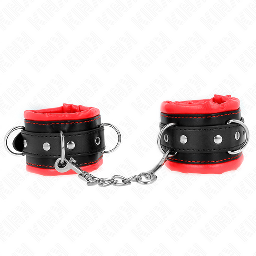 Kink - Muñequeras Estilo Heavy Forro Rojo Ajustable 20-30 Cm X 6 Cm