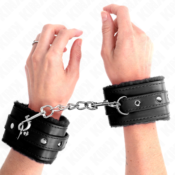 Kink - Muñequeras Forradas Premium Negro Con Correa Negro Ajustable 17-29 Cm X 6 Cm