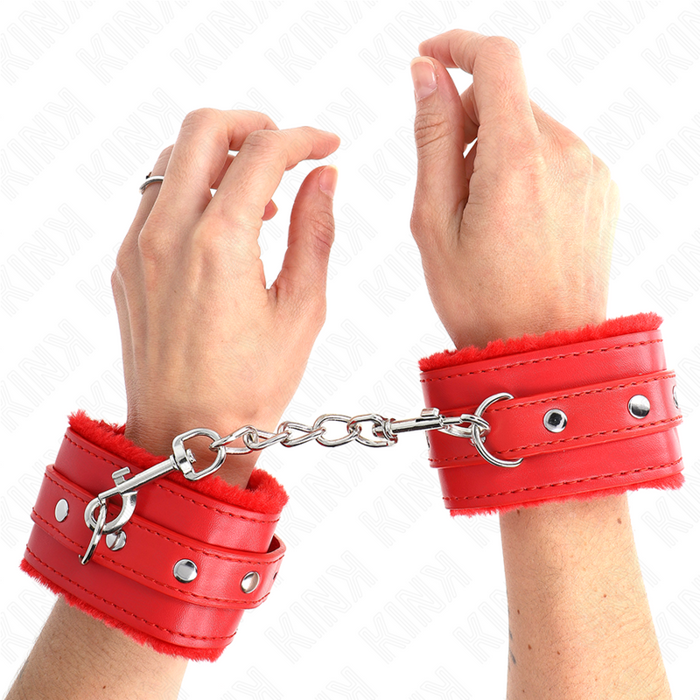 Kink - Muñequeras Forradas Premium Rojo Con Correa Rojo Ajustable 17-29 Cm X 6 Cm