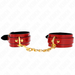 Kink - Muñequeras Joanna Angel Rojo Ajustable Con Cadena Dorado 16.5-26 Cm X 4 Cm