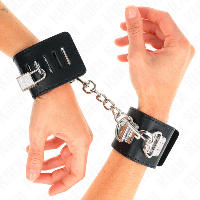 Kink - Muñequeras Multiposición Con Cierre Candado Negro Ajustable 16-23 Cm X 5.5 Cm