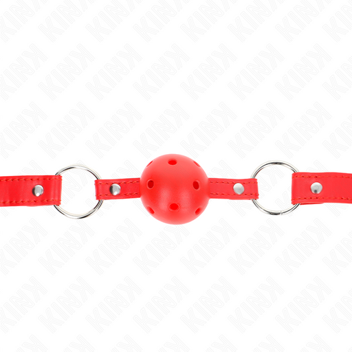 Kink - Mordaza De Bola 4 Cm Transpirable Con Doble Remache Modelo 1 Rojo 62 X 2.5 Cm Ajustable 42-58 Cm