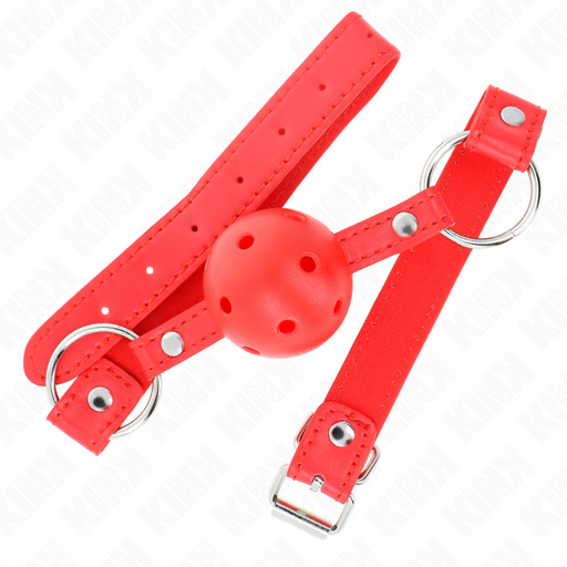 Kink - Mordaza De Bola 4 Cm Transpirable Con Doble Remache Modelo 1 Rojo 62 X 2.5 Cm Ajustable 42-58 Cm