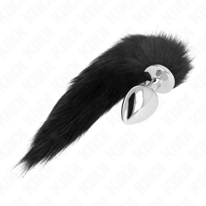 Kink - Plug Anal Talla L 10 X 4 Cm Con Cola Sintética 40 Cm Negro