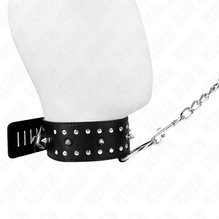 Kink - Collar Con Correa 65 Cm Con Tachuelas Plateadas Modelo 1 Ajustable 36-43 Cm X 5 Cm