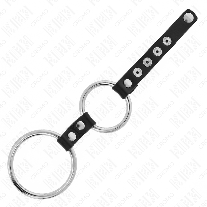 Kink - Anillo Pene Metal Doble 3.8 Cm A 5 Cm Conectados Con Cuero