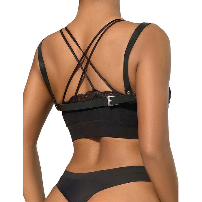 Subblime - 953713 Cinturón De Bondage Punk Hebilla Metal Negro Talla Única