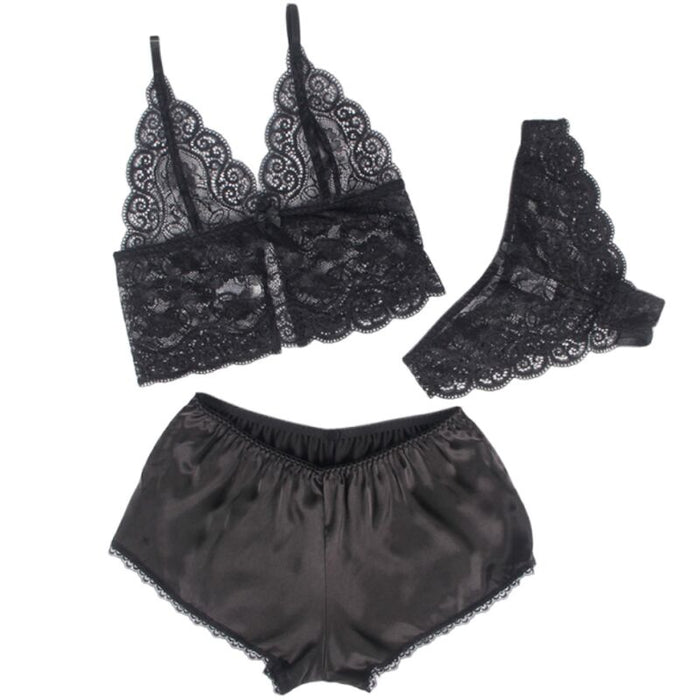 Subblime - 953911 Set 3 Piezas Encaje Y Saten Negro S/m