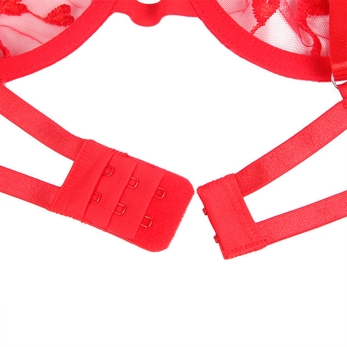 Subblime - 954338 Sujetador + Tanga + Ligueros Estampado De Corazones Rojo L/xl