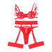 Subblime - 954338 Sujetador + Tanga + Ligueros Estampado De Corazones Rojo L/xl