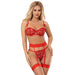Subblime - 954338 Sujetador + Tanga + Ligueros Estampado De Corazones Rojo L/xl