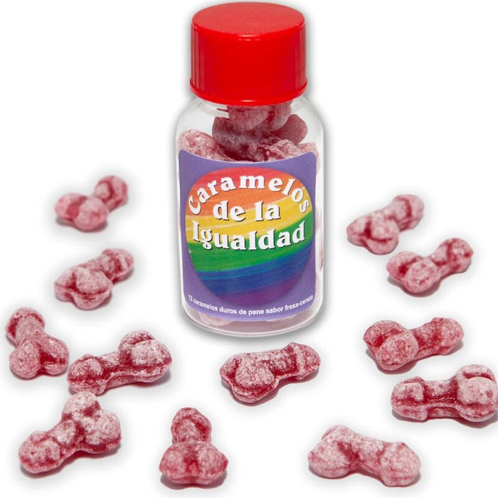 Diablo Picante - 12 Caramelos De La Igualdad Forma Pene Fresa/cereza
