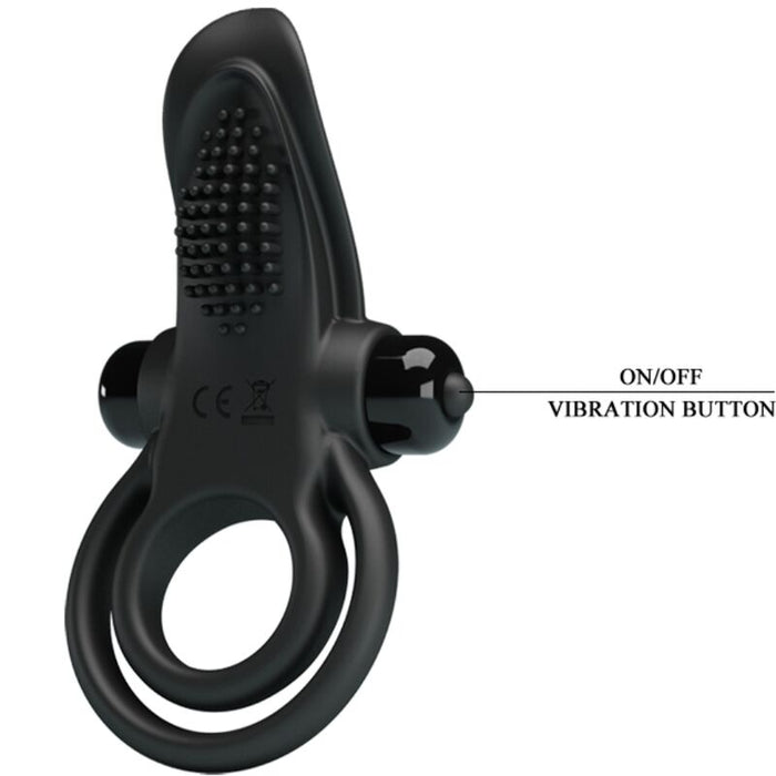 Pretty Love - Doble Anillo Vibrador + Estimulador Clítoris 10 Vibraciones Negro