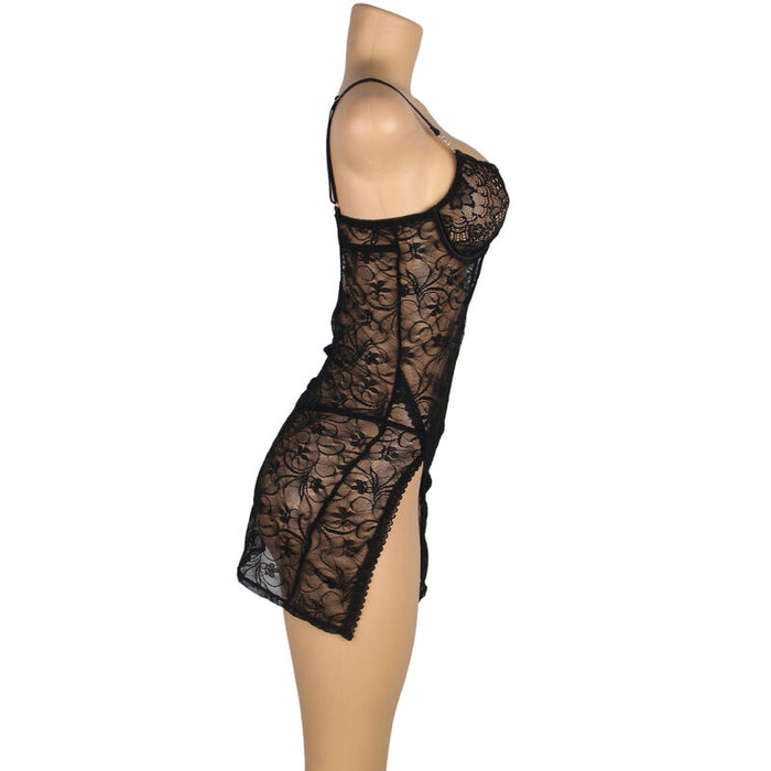 Subblime - 954185 Babydoll De Encaje Con Tirantes Ajustables Negro S/m