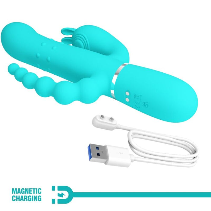 Pretty Love - Cammy Triple Vibrador Rabbit Multifunción 4 En 1 Azul