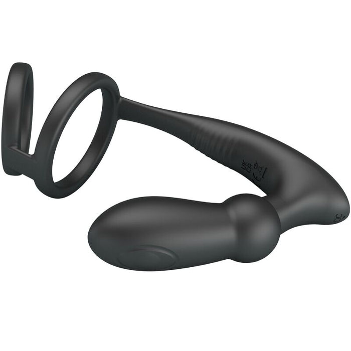 Pretty Love - Emoni Anillo Pene + Plug Anal 12 Vibraciones Negro