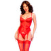 Chilirose - Cr 4845 Corset Y Medias Rojo M