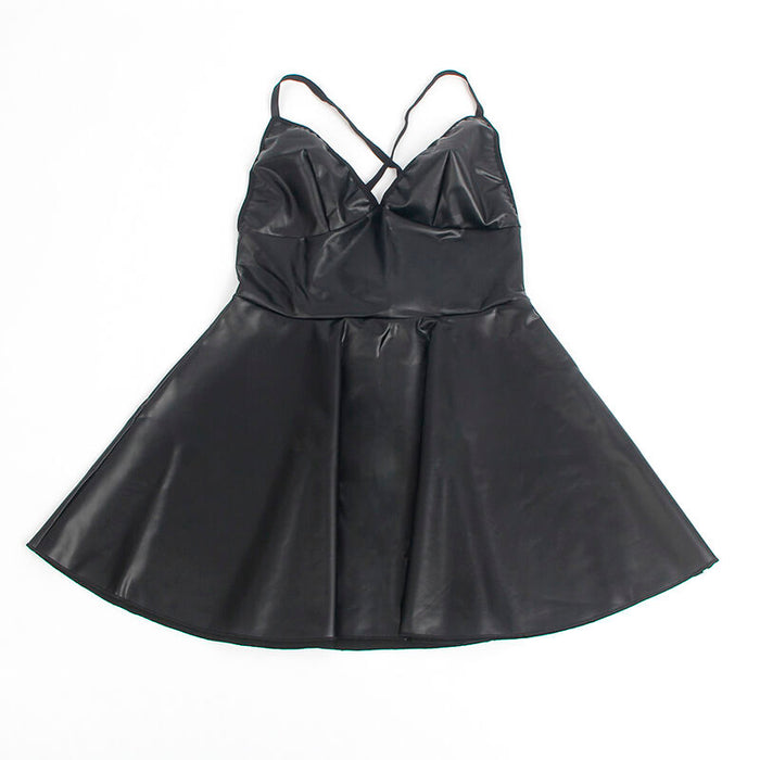 Subblime - 955380 Vestido Con Tirantes De Cuero Negro L/Xl