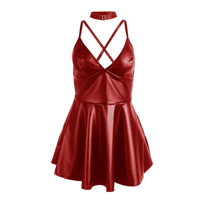 Subblime - 955403 Vestido Con Tirantes De Cuero Burdeos L/xl