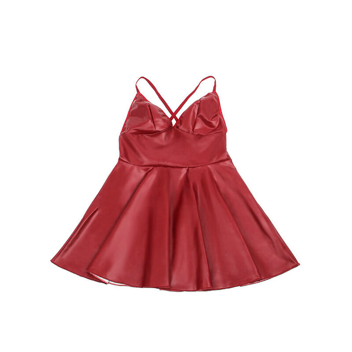 Subblime - 955403 Vestido Con Tirantes De Cuero Burdeos L/xl