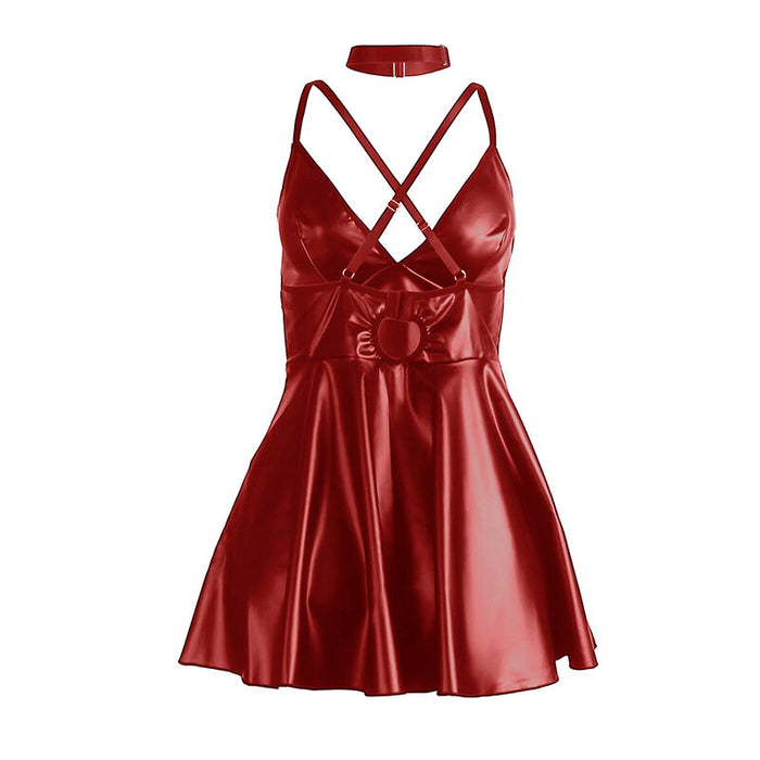 Subblime - 955403 Vestido Con Tirantes De Cuero Burdeos L/xl