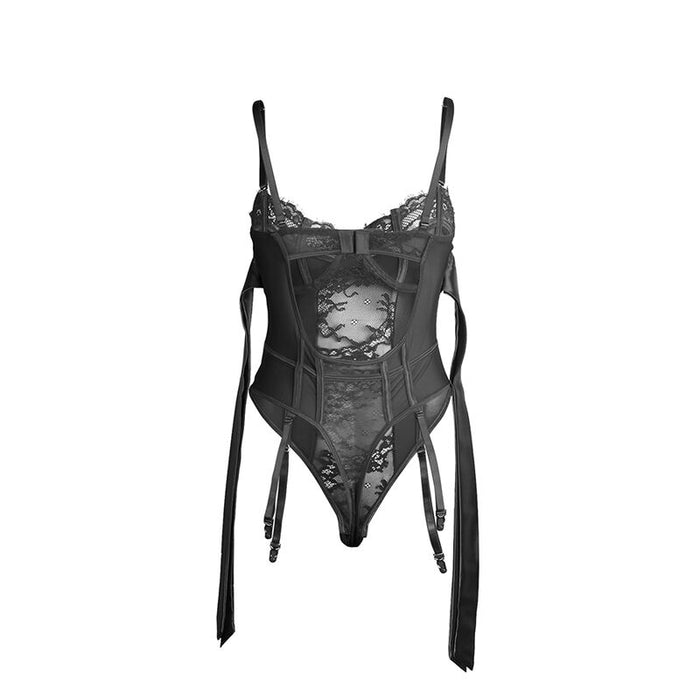 Subblime - 955496 Body De Encaje Con Lazos Y Ligas Negro S/M
