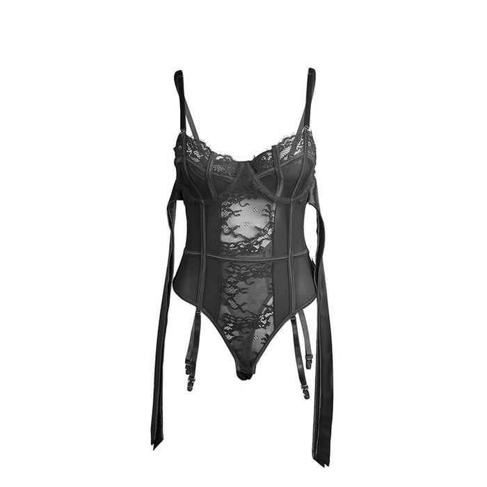 Subblime - 955496 Body De Encaje Con Lazos Y Ligas Negro S/M