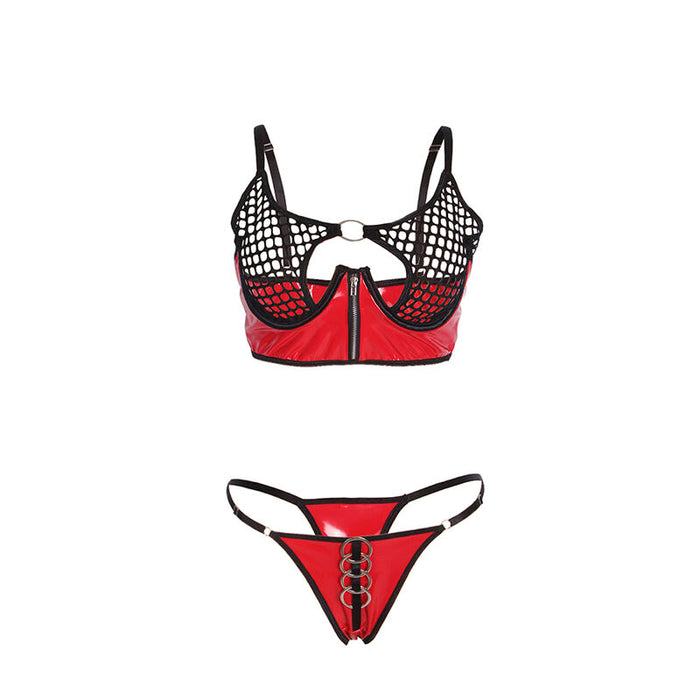 Subblime - 955533 Conjunto Sujetador Con Cremallera De Malla De Charol Rojo S/m