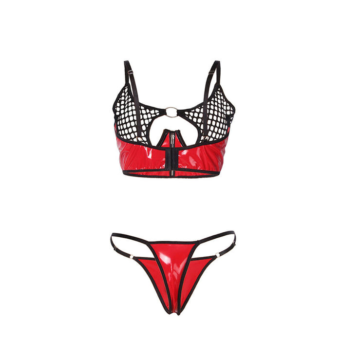 Subblime - 955540 Conjunto Sujetador Con Cremallera De Malla De Charol Rojo L/Xl