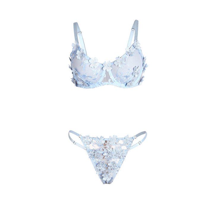 Subblime - 957636 Conjunto Sujetador Y Panties Con Bordados De Flores Celeste L/xl