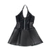 Subblime - 957711 Vestido De Cuero Con Cremallera Y Encaje Negro L/xl