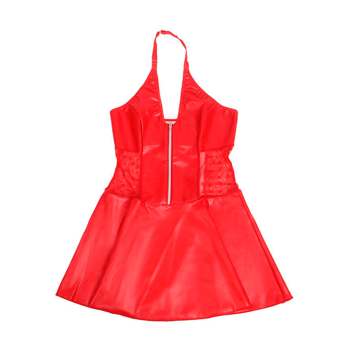 Subblime - 957728 Vestido De Cuero Con Cremallera Y Encaje Rojo S/M