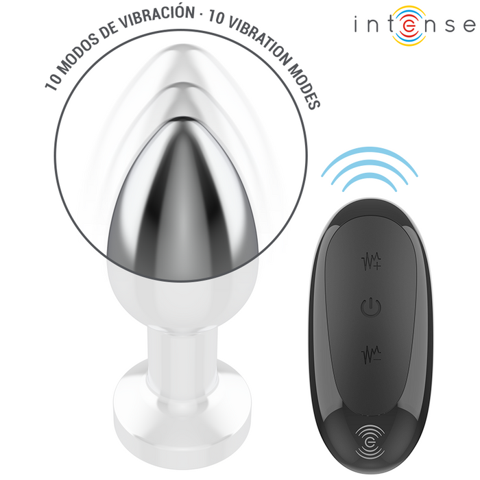 Intense - Plug Anal 10 Vibraciones Metal Con Control Remoto M