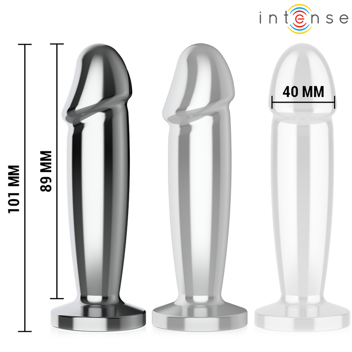 Intense - Plug Anal 10 Vibraciones Metal En Forma De Dildo Con Control Remoto M