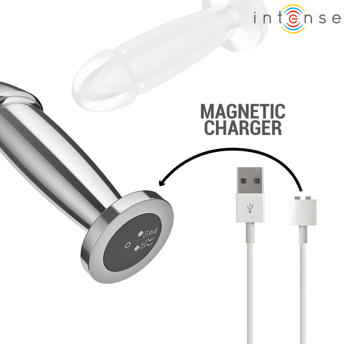 Intense - Plug Anal 10 Vibraciones Metal En Forma De Dildo Con Control Remoto M