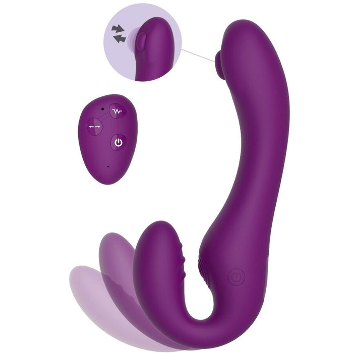 Xocoon - Strapless Strap-on Vibrador 2 En 1 Con Control Remoto Morado