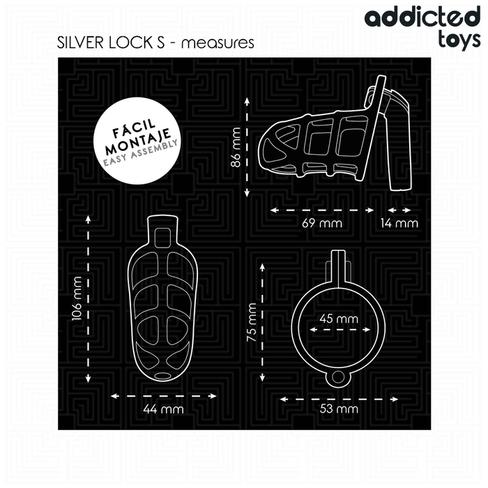 Addicted Toys Locked - Silver Lock Jaula Para Pene De Metal Talla S