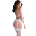 Chilirose - Cr 4862 Set Sujetador, Liguero, Tanga Y Medias De Encaje Blanco M
