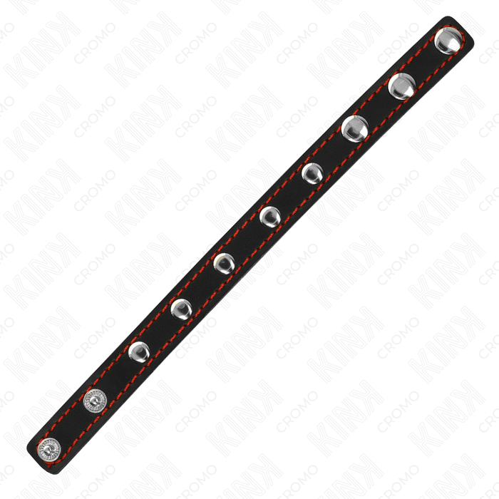 Kink - Anillo Pene Cuero Con Cierre A Presión Forro Rojo 21 X 1.5 Cm
