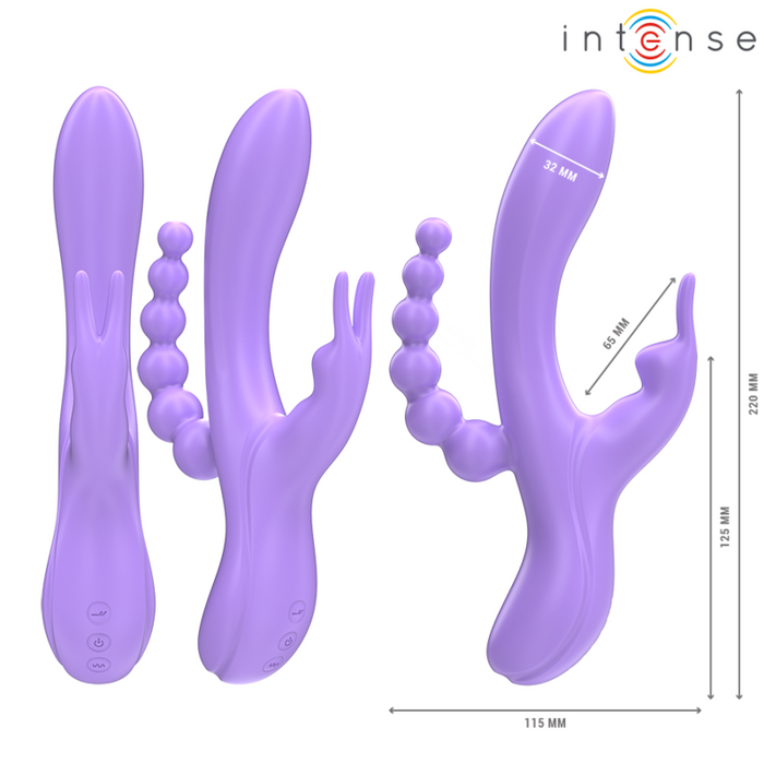 Intense - Miko Triple Vibrador Rabbit & Estimulador & Anal 7 Vibraciones Morado