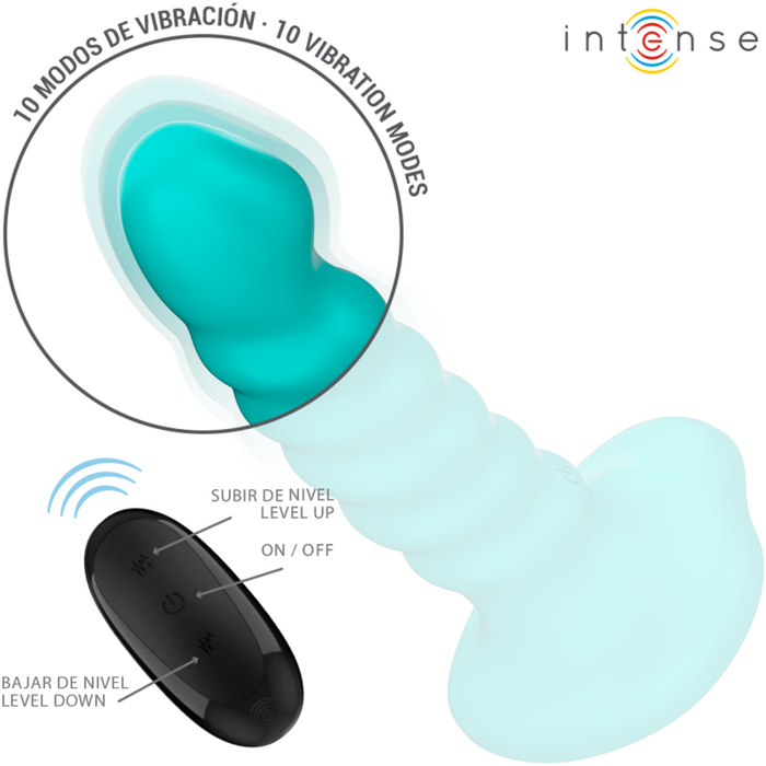 Intense - Buffy Vibrador Talla S Diseño En Espiral 10 Vibraciones Azul Control Remoto